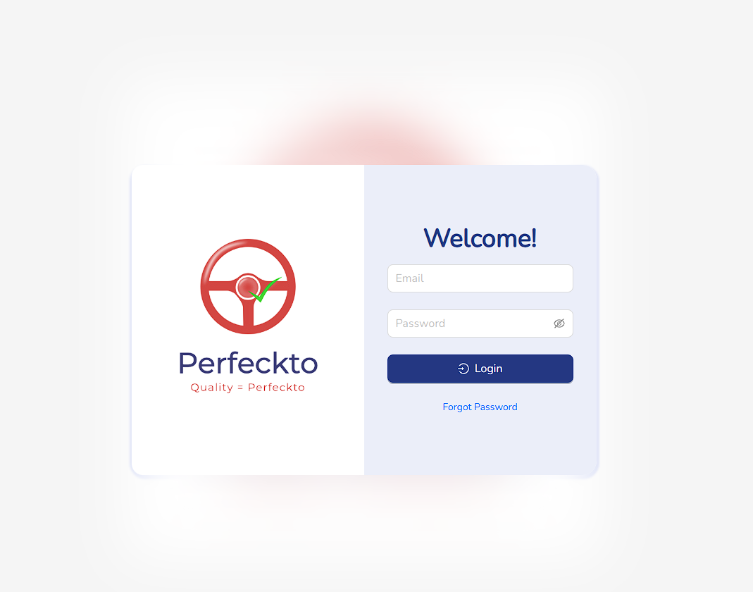 Perfeckto QMS Login Screen
